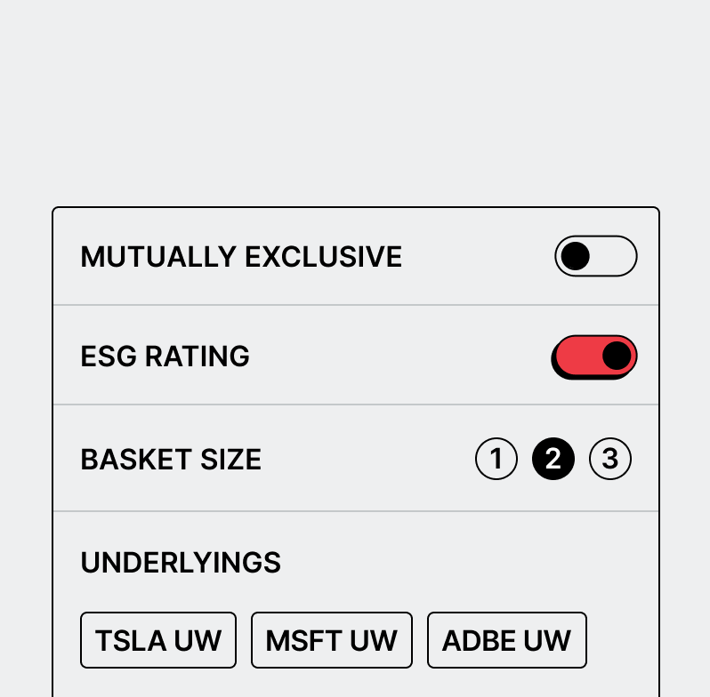 Boost your product return with mutually exclusive, ESG rating underlyings and coupon range